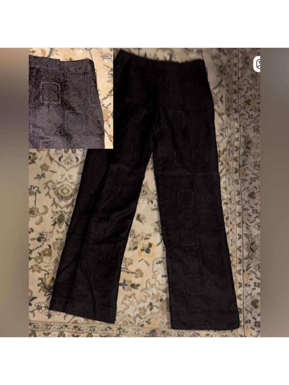 Vintage Harolds Elegant Black Brocade Patterned Trouser Pants Trendy Retro